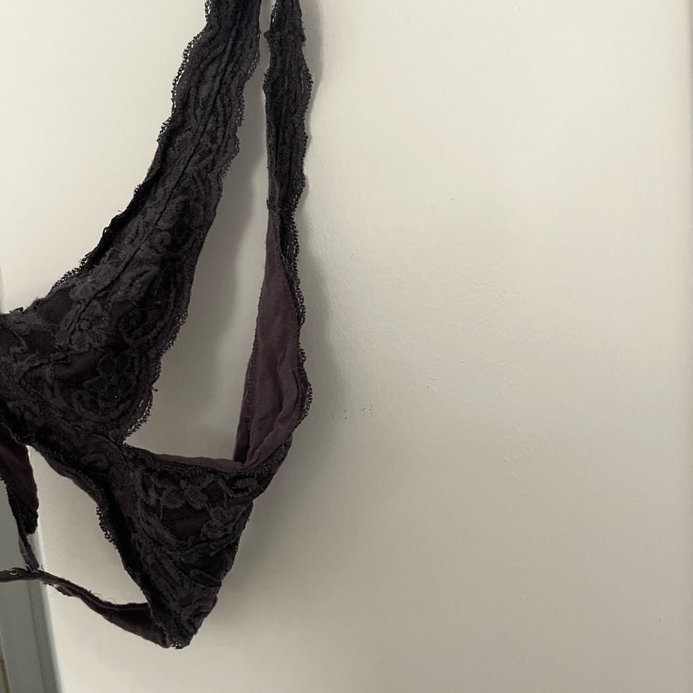 Out From Under Lace Halter Bra in Grey